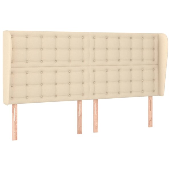vidaXL Tête de lit avec oreilles Crème 183x23x118/128 cm Tissu
