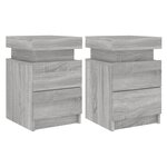 vidaXL Tables de chevet avec lumières LED 2 Pièces sonoma gris 35x39x55cm