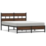 vidaXL Cadre de lit en métal sans matelas chêne marron 140x200 cm