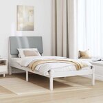 vidaXL Cadre de lit Blanc et gris clair 90 x 190 cm Bois massif en pin