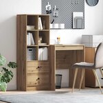 vidaXL Bureau avec tiroir avec étagère 2 Pièces Chêne artisanal