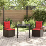 vidaXL Ensemble de salle à manger pour jardin 3 Pièces Marron polyrotin