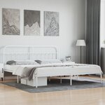 vidaXL Cadre de lit métal avec tête de lit blanc 200x200 cm