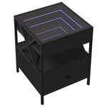 vidaXL Table de chevet avec LED infini noir 40x40x51 cm