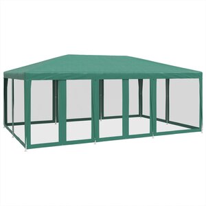 vidaXL Tente de fête avec 10 parois latérales en maille vert 6x4m PEHD