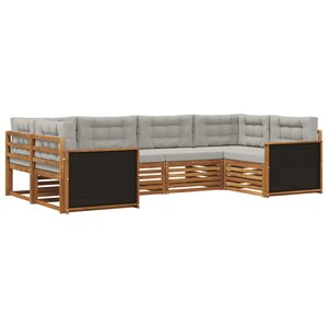 vidaXL Ensemble de canapés d'extérieur 6 Pièces Naturel et gris clair