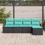 vidaXL Ensemble de Canapés 5 Pièces Noir et turquoise polyrotin