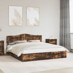 vidaXL Lit de Rangement Chêne fumé 180 x 200 cm Bois d'ingénierie