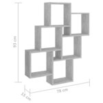 vidaXL Étagère murale cube Gris béton 78x15x93 cm Bois d’ingénierie