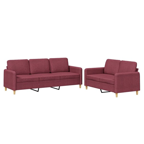 vidaXL Ensemble de canapés 2 Pièces avec coussins Rouge bordeaux Tissu