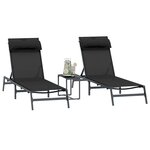 vidaXL Transats 3 pc Acier Noir et anthracite