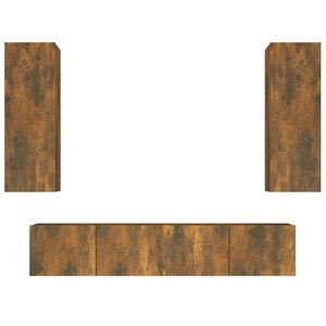 vidaXL Ensemble de meubles TV 4 Pièces Chêne fumé Bois d'ingénierie