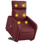 vidaXL Fauteuil inclinable de massage électrique rouge bordeaux