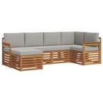 vidaXL Ensemble de canapés d'extérieur 6 pc Gris Naturel et Clair