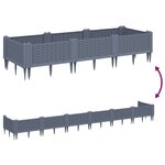 vidaXL Jardinière avec piquets gris 125x40x28 5 cm PP