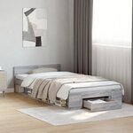 vidaXL Cadre de lit avec tiroir sans matelas sonoma gris 100x200 cm