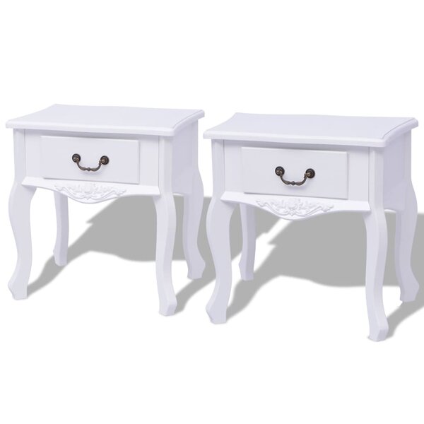 vidaXL Table de chevet 2 Pièces MDF Blanc