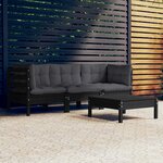 vidaXL Salon de jardin 4 Pièces avec coussins anthracite Bois de pin