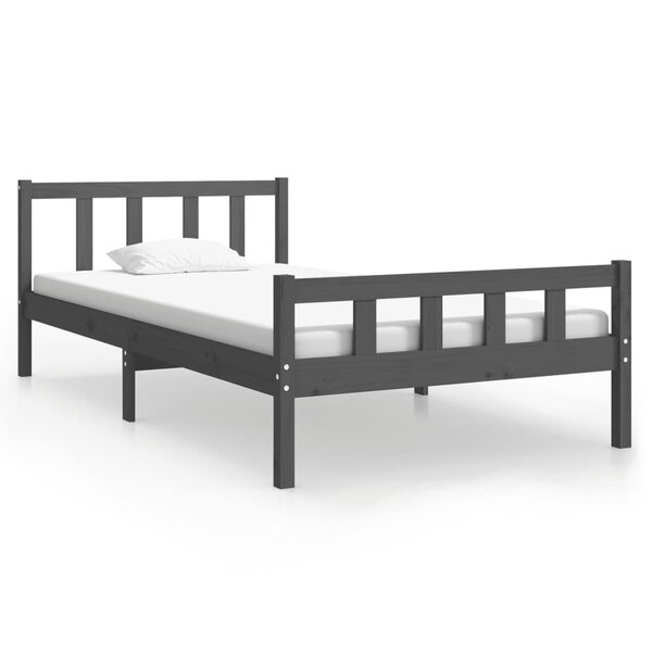 vidaXL Cadre de lit Gris Bois massif 100x200 cm