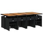 vidaXL Ensemble à manger de jardin 13 Pièces coussins noir résine tressée