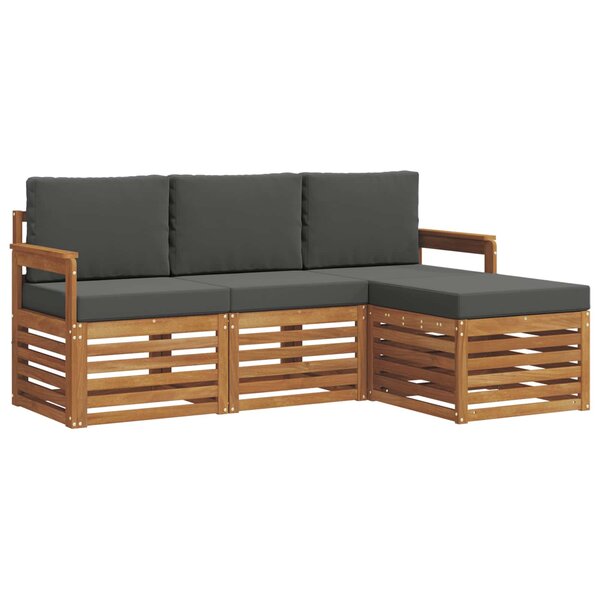 vidaXL Ensemble de canapés d'extérieur 4 pc Naturel et Anthracite