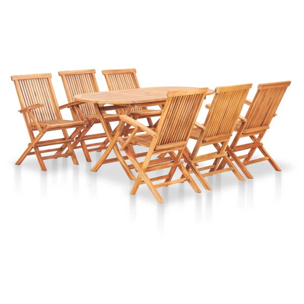 vidaXL Ensemble à manger d'extérieur pliable 7 Pièces Bois solide de teck