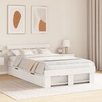 vidaXL Cadre de lit blanc avec tiroirs - 135x190 cm en bois de pin massif