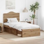 vidaXL Cadre de lit Chêne artisan 90 x 190 cm Pin massif