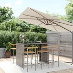 vidaXL Ensemble de bar jardin 7 Pièces gris poly rotin/bois massif acacia