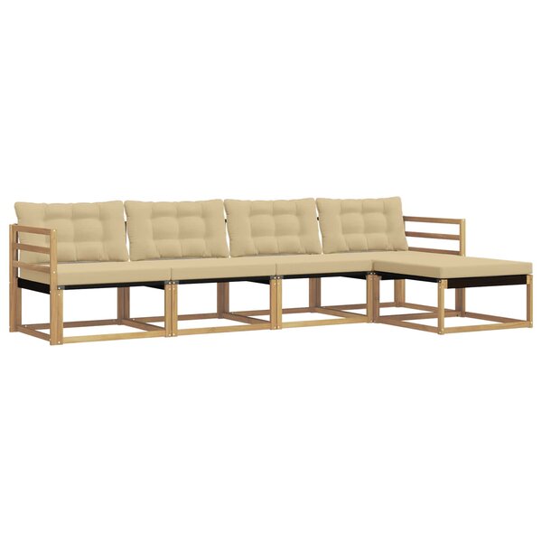 vidaXL Ensemble de canapés d'extérieur 5 pc Blanc et Beige