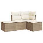 vidaXL Salon de jardin avec coussins 4 Pièces beige résine tressée