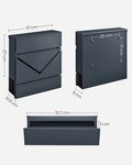 Boîte à lettres fenêtre mural avec serrure et couvercle porte-journaux facile à installer gris anthracite 12_0004365