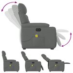 vidaXL Fauteuil inclinable de massage électrique Gris foncé Tissu