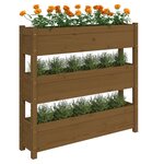 vidaXL Jardinière Marron miel 112x25x104 5 cm Bois massif de pin