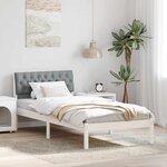 vidaXL Cadre de lit Blanc et gris clair 90 x 190 cm Bois massif en pin