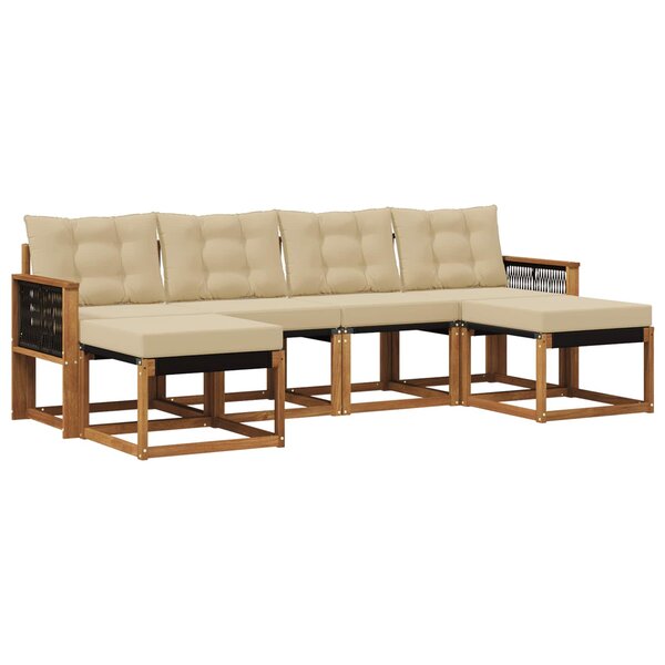 vidaXL Ensemble de canapés d'extérieur 6 pc Naturel et Beige