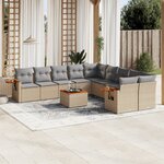 vidaXL Salon de jardin 11 Pièces avec coussins beige résine tressée