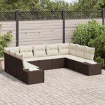 vidaXL Ensemble de canapé de jardin 9 Pièces Marron Poly rotin