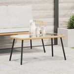 vidaXL Table basse Marron  Noir 90 x 45 x 42 cm Rattan en Poly  verre