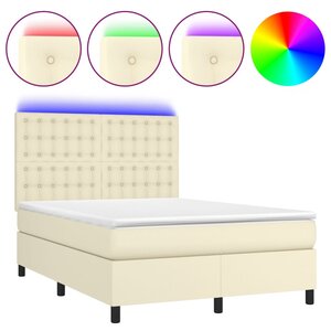vidaXL Sommier à lattes de lit avec matelas et LED Crème 140x190 cm