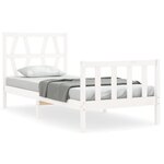 vidaXL Cadre de lit avec tête de lit blanc simple bois massif