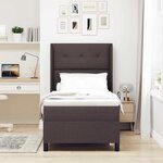 vidaXL Lit à ressorts avec matelas Marron foncé 90 x 190 cm tissu