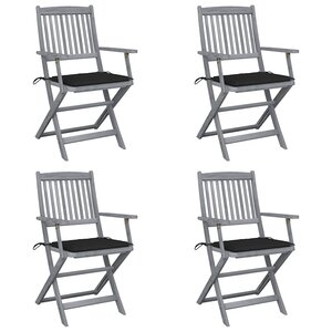 vidaXL Chaises pliables d'extérieur lot de 4 et coussins Bois d'acacia