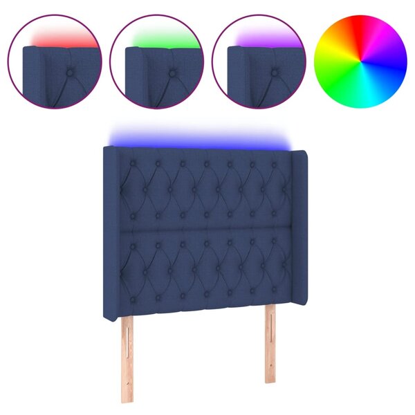 vidaXL Tête de lit à LED Bleu 103x16x118/128 cm Tissu