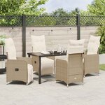 vidaXL Ensemble de salle à manger pour jardin 5 Pièces Beige Poly rotin