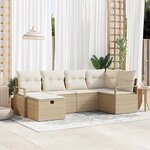 vidaXL Ensemble de canapé de jardin 6 Pièces Beige Poly rotin
