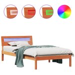 vidaXL Cadre de lit avec tête de lit Brun cire 100 x 200 cm Pin massif