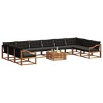 vidaXL Ensemble de canapés d'extérieur 11 Pièces Naturel et Noir
