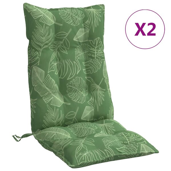 vidaXL Coussins de chaise à dossier haut lot de 2 modèle de feuille