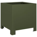 vidaXL Jardinières 2 Pièces vert olive 30x30x30 cm acier